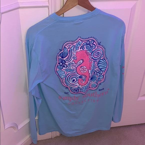 2 pack of Simply Southern shirts colors: blue,pink - Picture 2 of 8